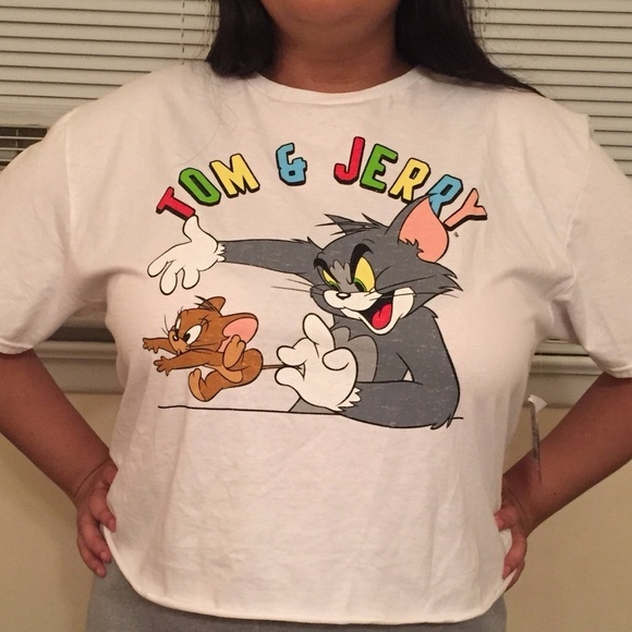 Tom and Jerry oficial Warner Bros cartoon character graphic crop tee women XL - Picture 2 of 5